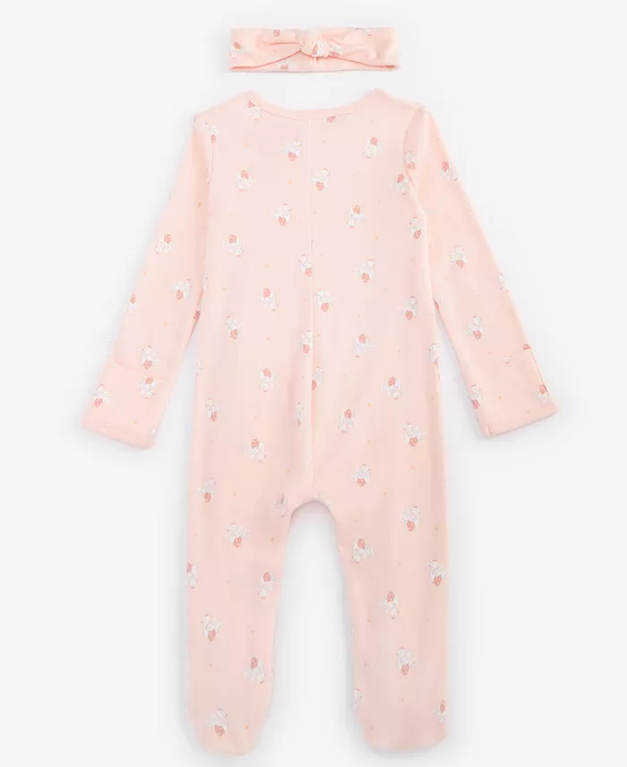 First Impressions Baby Girls Tiny Dancer Cotton Footed Coverall & Headband 2 Piece Set Created For Macy's Kids