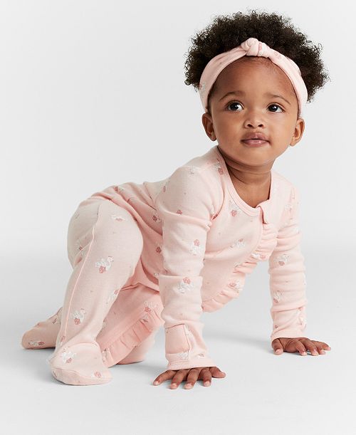 First Impressions Baby Girls Tiny Dancer Cotton Footed Coverall & Headband 2 Piece Set Created for Macy's Kids