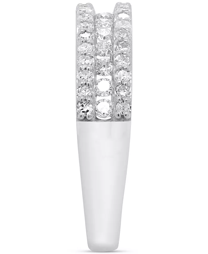 Forever Grown Diamonds Lab-Created Diamond Three-Row Band (3/4 Ct. T.w.) In Sterling Silver Or 14K Gold-Plated Sterling Silver Jewelry & Watches