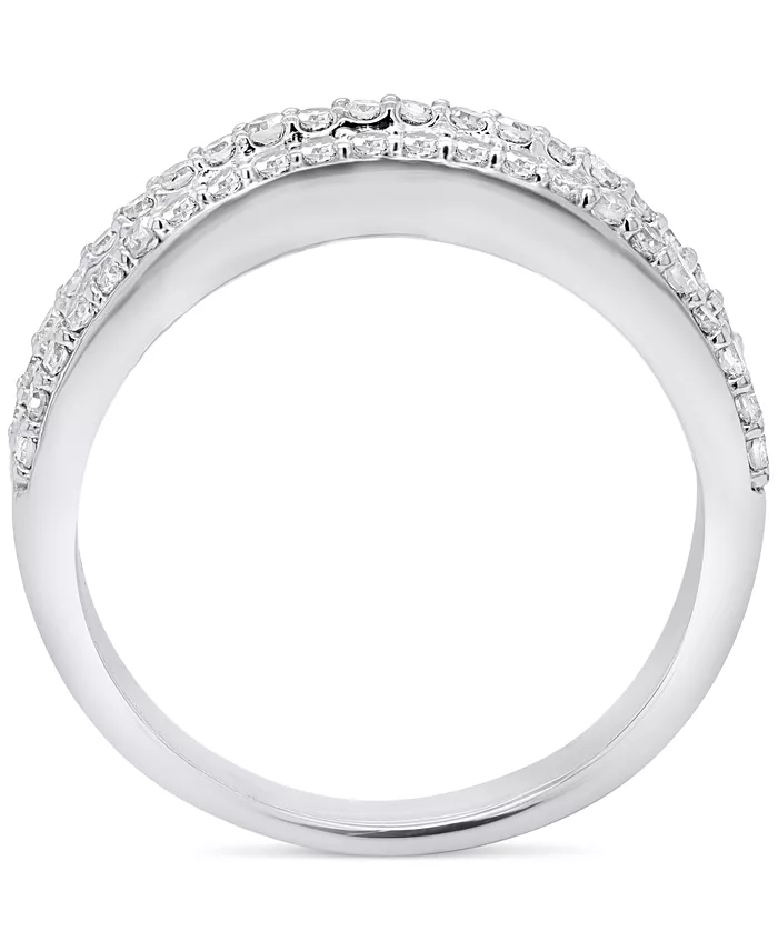 Forever Grown Diamonds Lab-Created Diamond Three-Row Band (3/4 Ct. T.w.) In Sterling Silver Or 14K Gold-Plated Sterling Silver Jewelry & Watches
