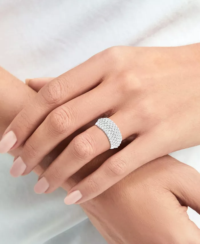 Forever Grown Diamonds Lab-Grown Diamond Pavé Band (2 Ct. T.w.) In Sterling Silver Or 14K Gold-Plated Sterling Silver Jewelry & Watches