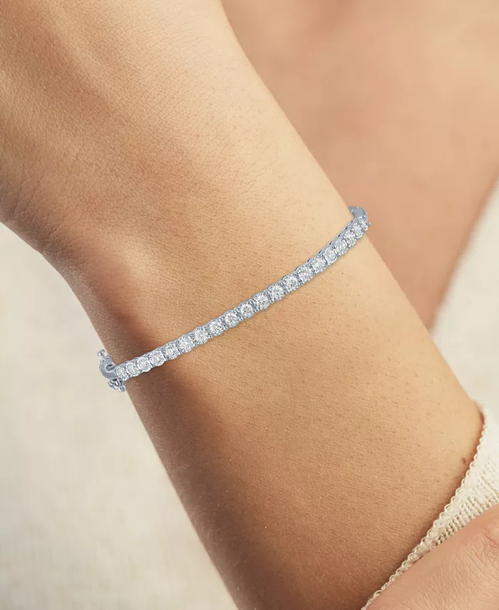 Forever Grown Diamonds Lab-Grown Diamond Prong Bangle Bracelet (1 Ct. T.w.) In Sterling Silver Or 14k Gold-Plated Sterling Silver Jewelry & Watches