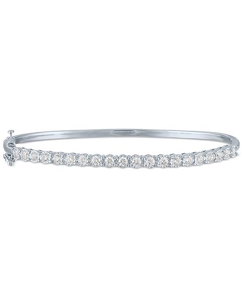 Forever Grown Diamonds Lab-Grown Diamond Prong Bangle Bracelet (1 ct. t.w.) in Sterling Silver or 14k Gold-Plated Sterling Silver Jewelry & Watches