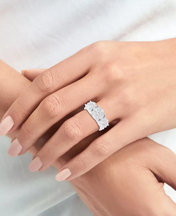 Forever Grown Diamonds Lab-Grown Diamond Three Stone Ring (2 Ct. T.w.) In Sterling Silver Or 14K Gold-Plated Sterling Silver Jewelry & Watches