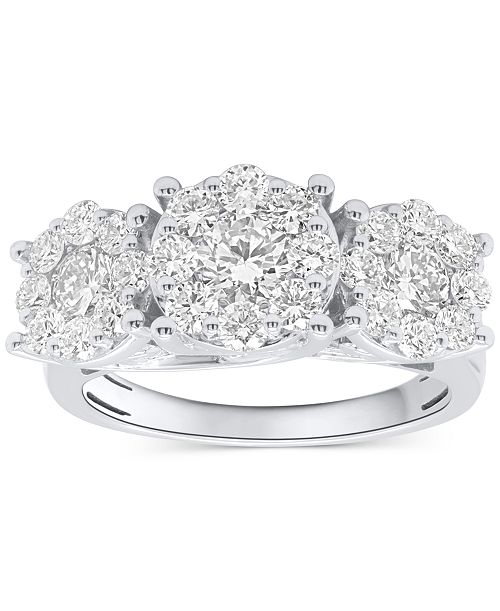 Forever Grown Diamonds Lab-Grown Diamond Three Stone Ring (2 ct. t.w.) in Sterling Silver or 14K Gold-Plated Sterling Silver Jewelry & Watches
