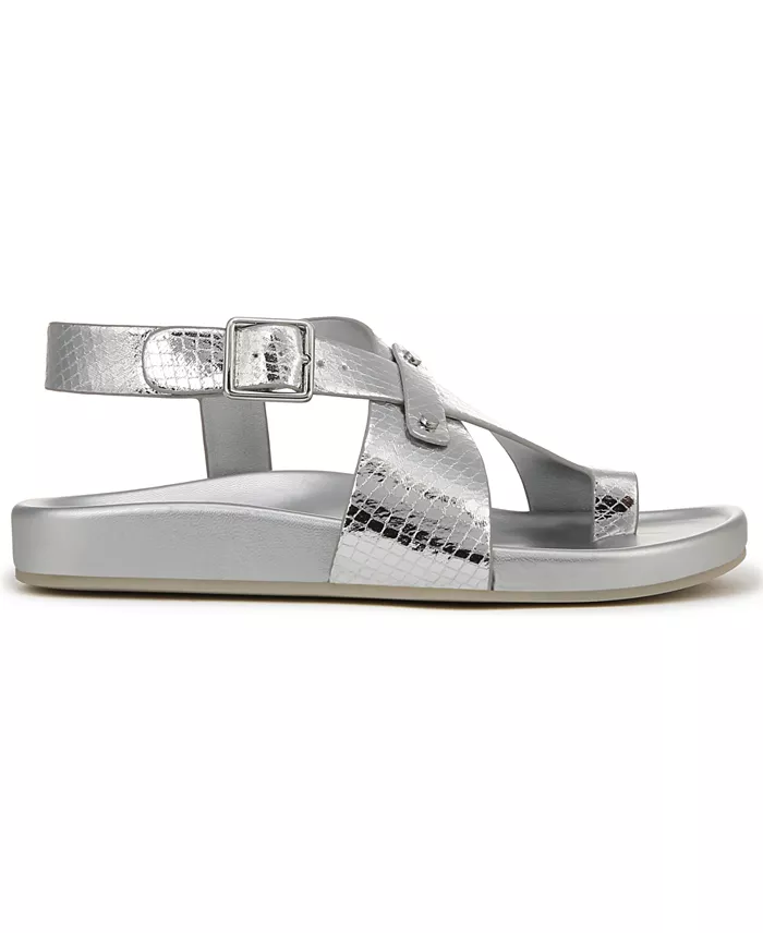 Franco Sarto Blair Toe Loop Round Toe Buckle Flat Sandals Women's Fashion Shoes & Accessories