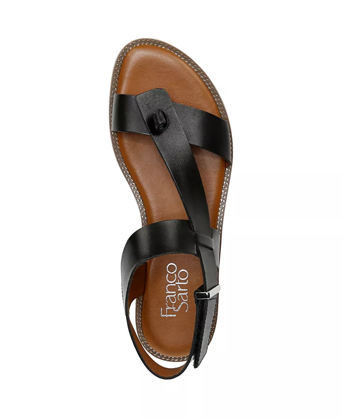 Franco Sarto Glenni Hidden Adjustable Strap Leather Flat Sandals Women's Fashion Shoes & Accessories