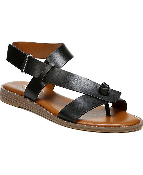 Franco Sarto Glenni Hidden Adjustable Strap Leather Flat Sandals Women's Fashion Shoes & Accessories