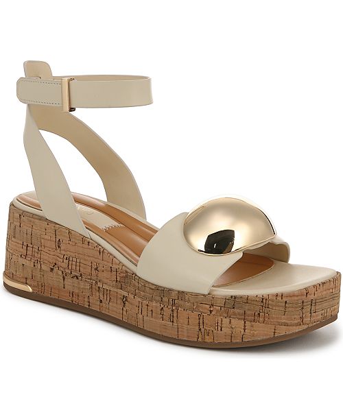 Franco Sarto Women's Taysha Ankle Strap Cork Leather Platform Sandals Women's Fashion Shoes & Accessories