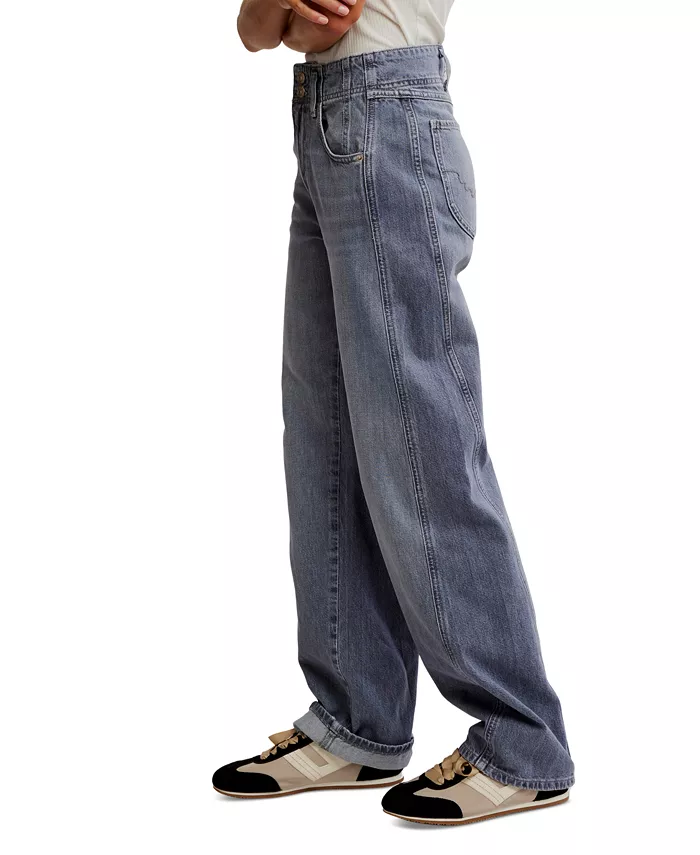 Free People Women's Aster Seamed Straight-Leg Jeans Women's Fashion Shoes & Accessories