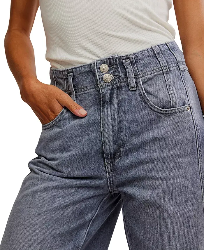 Free People Women's Aster Seamed Straight-Leg Jeans Women's Fashion Shoes & Accessories