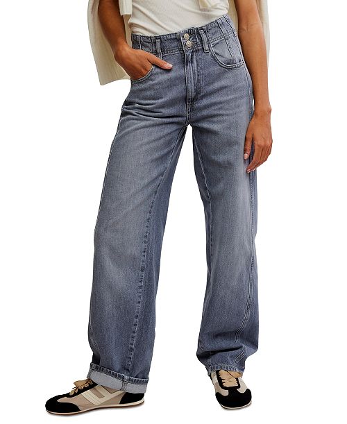 Free People Women's Aster Seamed Straight-Leg Jeans Women's Fashion Shoes & Accessories