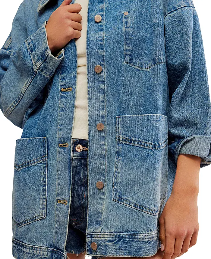 Free People Women's Avery Denim Jacket Women's Fashion Shoes & Accessories