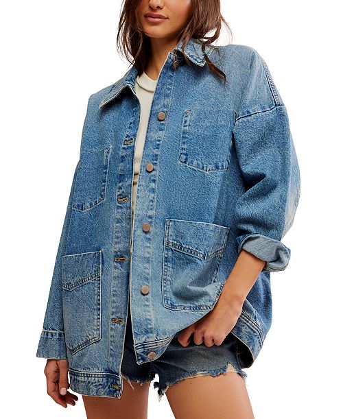 Free People Women's Avery Denim Jacket Women's Fashion Shoes & Accessories