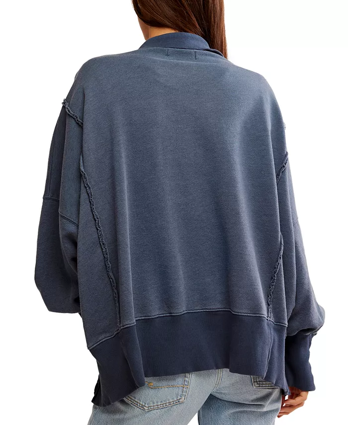 Free People Women's Camden Henley Balloon-Sleeve Top Women's Fashion Shoes & Accessories