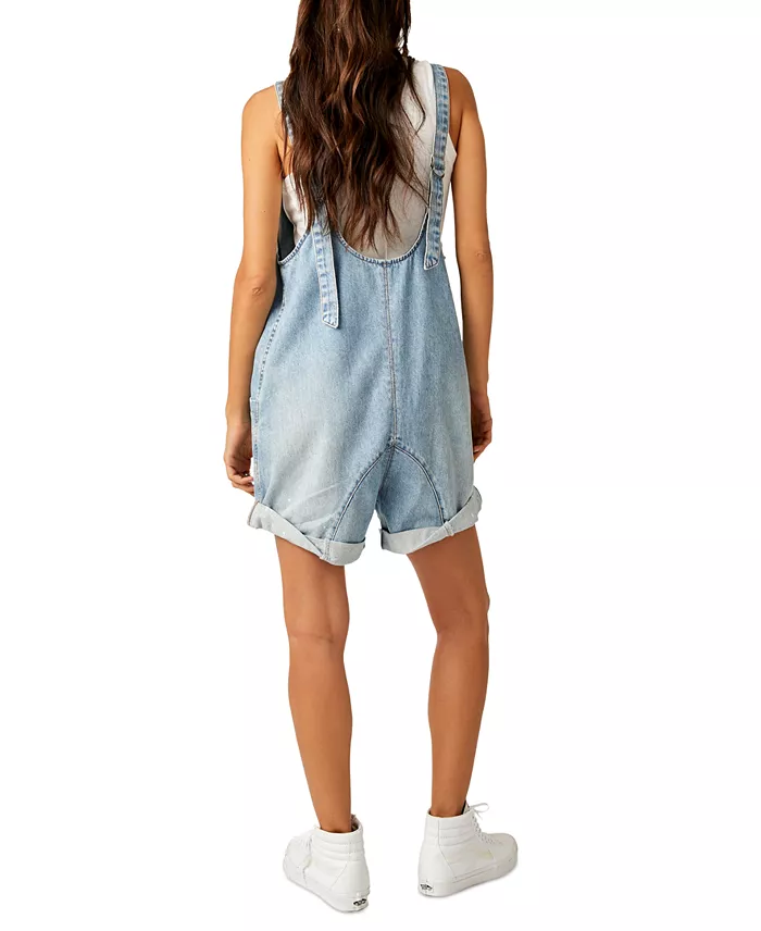 Free People Women's Cotton High Roller V-Neck Shortall Women's Fashion Shoes & Accessories