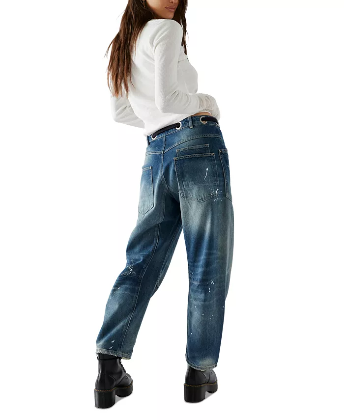Free People Women's Cotton Moxie Low-Slung Barrel Jeans Women's Fashion Shoes & Accessories