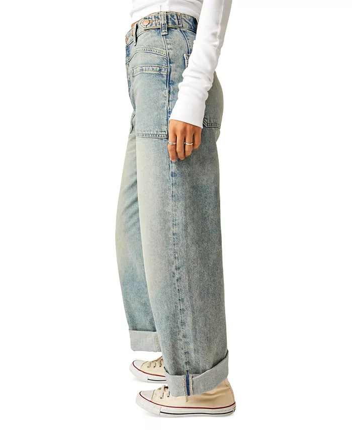 Free People Women's Cotton Palmer Cuffed Boyfriend Jeans Women's Fashion Shoes & Accessories
