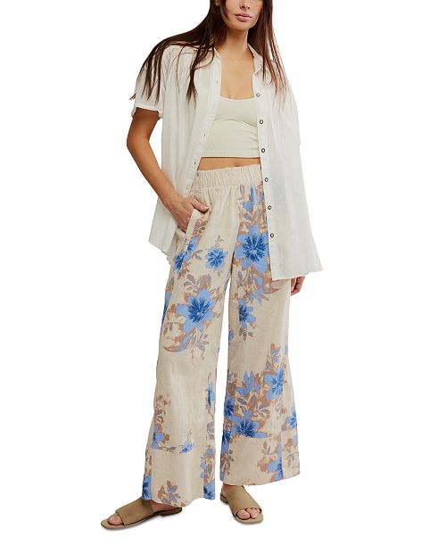 Free People Women's Days End Printed High-Rise Pants Women's Fashion Shoes & Accessories