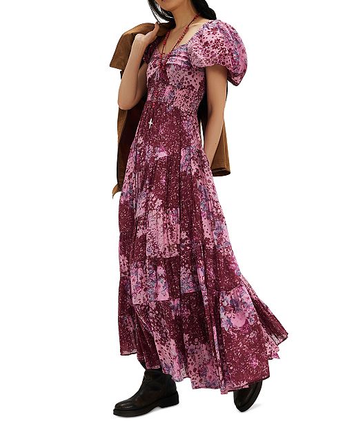 Free People Women's Floral Sundrenched Maxi Dress Women's Fashion Shoes & Accessories