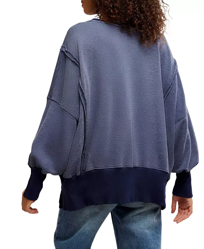 Free People Women's Graphic Camden High-Low Sweatshirt Women's Fashion Shoes & Accessories