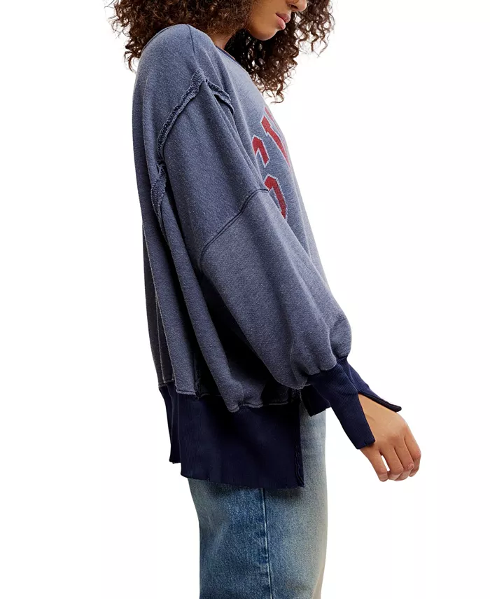 Free People Women's Graphic Camden High-Low Sweatshirt Women's Fashion Shoes & Accessories