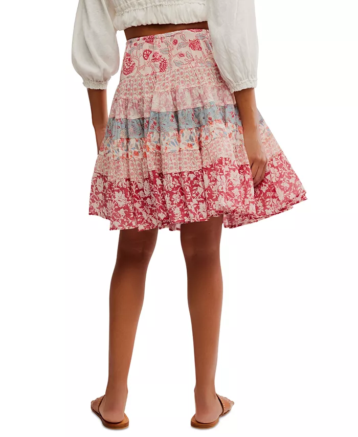 Free People Women's Many Layers Printed Skirt Women's Fashion Shoes & Accessories