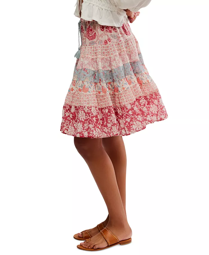 Free People Women's Many Layers Printed Skirt Women's Fashion Shoes & Accessories
