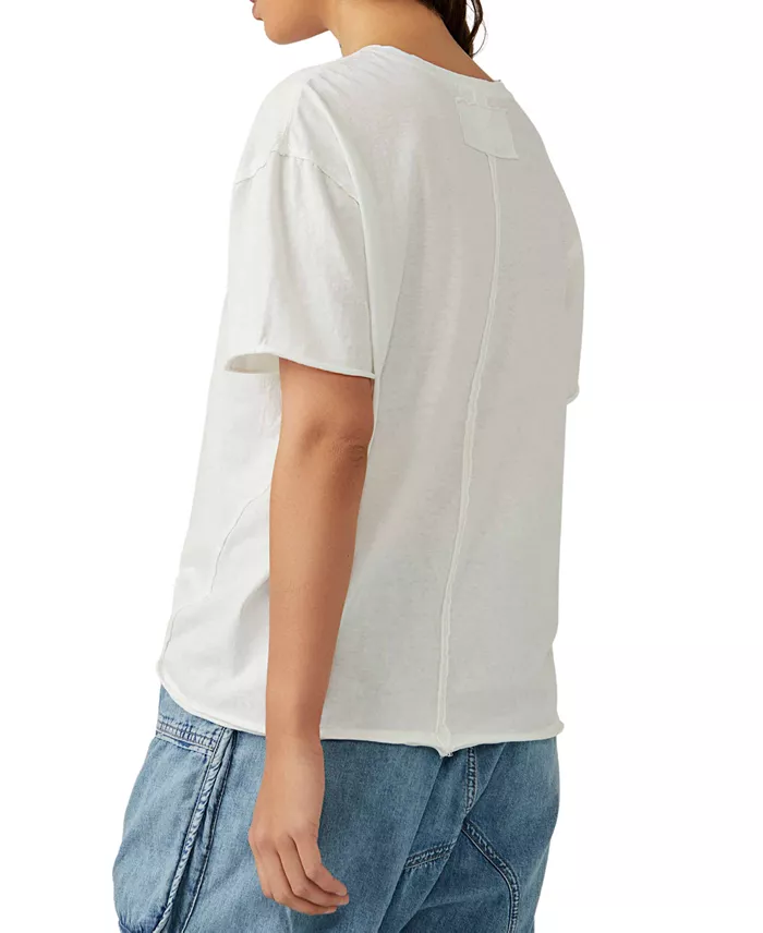 Free People Women's Nina Cotton T-Shirt Women's Fashion Shoes & Accessories