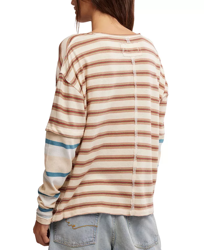 Free People Women's Nina Striped Long-Sleeve T-Shirt Women's Fashion Shoes & Accessories