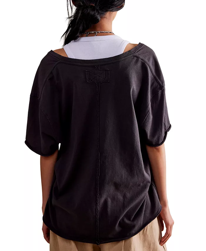 Free People Women's Nina V-Neck T-Shirt Women's Fashion Shoes & Accessories