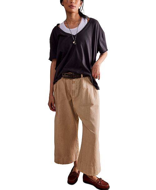 Free People Women's Nina V-Neck T-Shirt Women's Fashion Shoes & Accessories