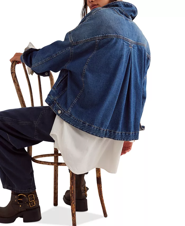 Free People Women's Opal Swing Denim Jacket Women's Fashion Shoes & Accessories