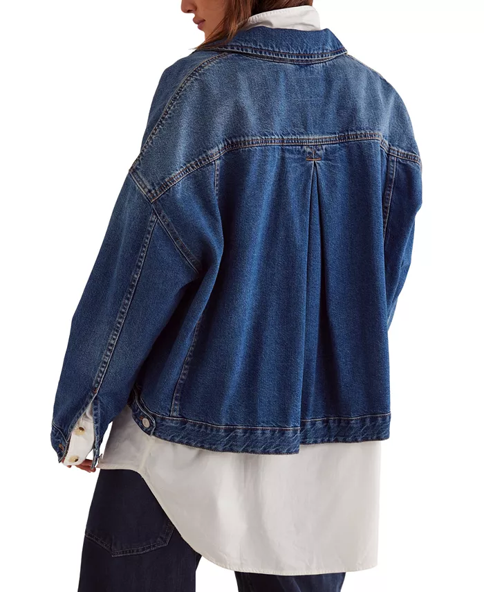 Free People Women's Opal Swing Denim Jacket Women's Fashion Shoes & Accessories
