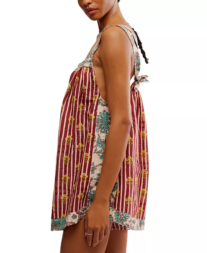 Free People Women's Port Au Prince Printed Cotton Sleeveless Romper Women's Fashion Shoes & Accessories