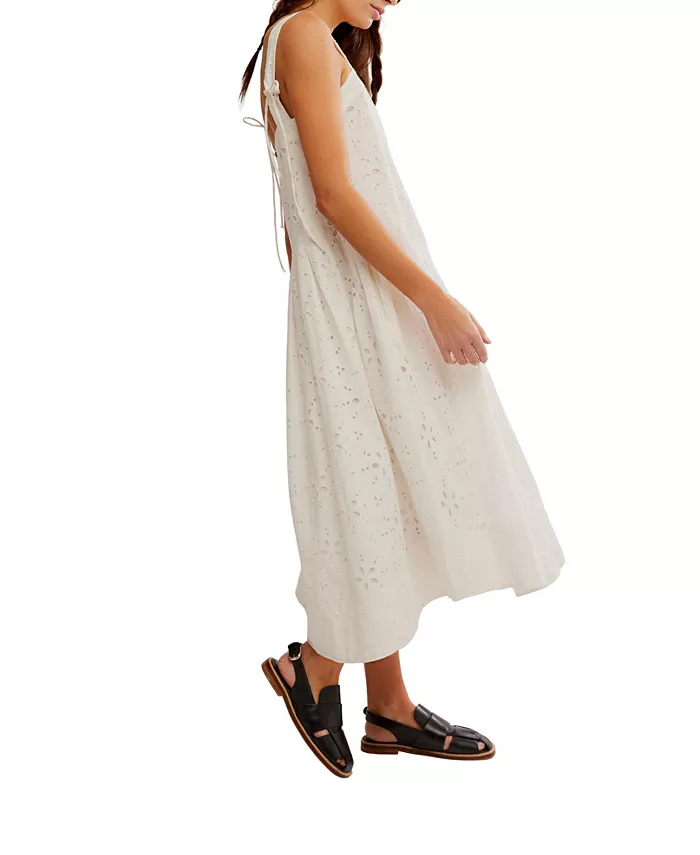 Free People Women's Primavera Cotton Eyelet Midi Dress Women's Fashion Shoes & Accessories