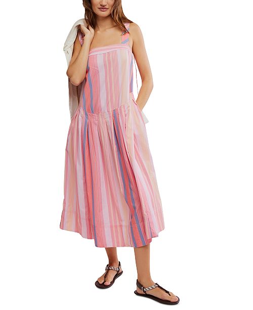 Free People Women's Primavera Striped Midi Dress Women's Fashion Shoes & Accessories