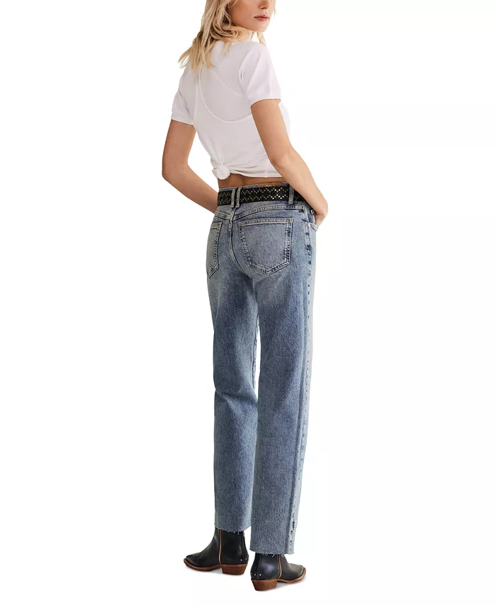 Free People Women's Risk Taker Mid-Rise Straight-Leg Jeans Women's Fashion Shoes & Accessories