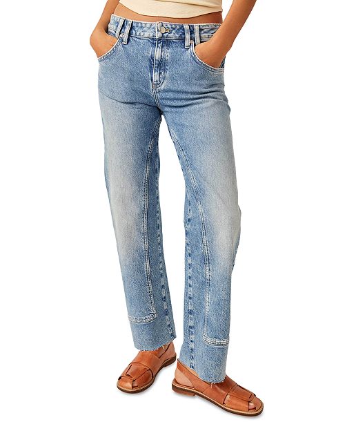 Free People Women's Risk Taker Mid-Rise Straight-Leg Jeans Women's Fashion Shoes & Accessories