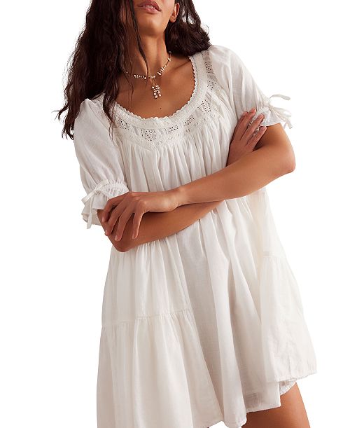 Free People Women's Sandy Shores Babydoll Dress Women's Fashion Shoes & Accessories