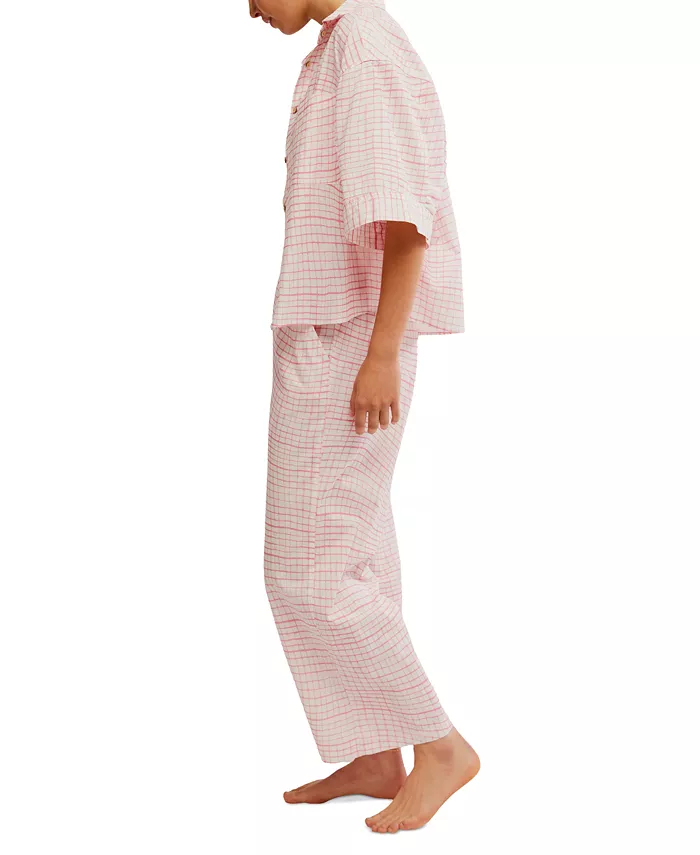 Free People Women's Summer Sleeper Cotton Short-Sleeve Pajama Set Women's Fashion Shoes & Accessories