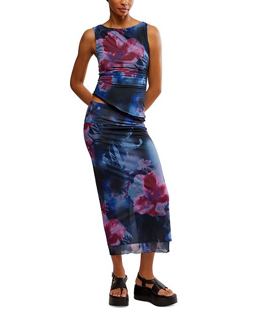 Free People Women's Sunset Mesh Maxi Skirt Women's Fashion Shoes & Accessories