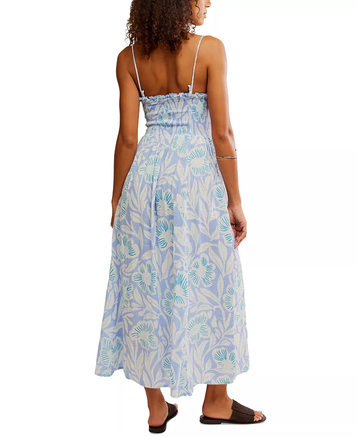 Free People Women's Sweet Nothings Cotton Smocked Maxi Dress Women's Fashion Shoes & Accessories