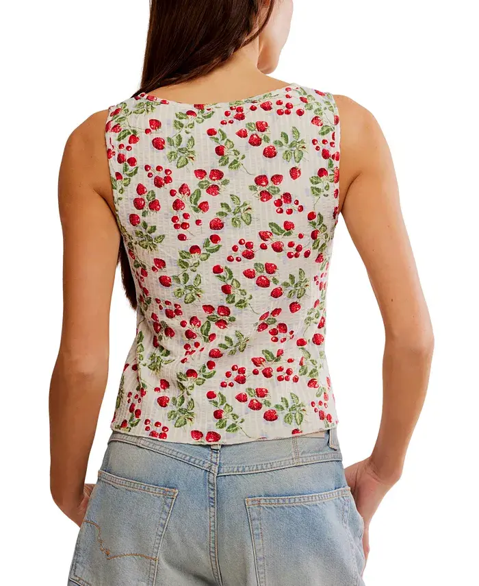 Free People Women's Tilly Cotton Printed Vest Women's Fashion Shoes & Accessories