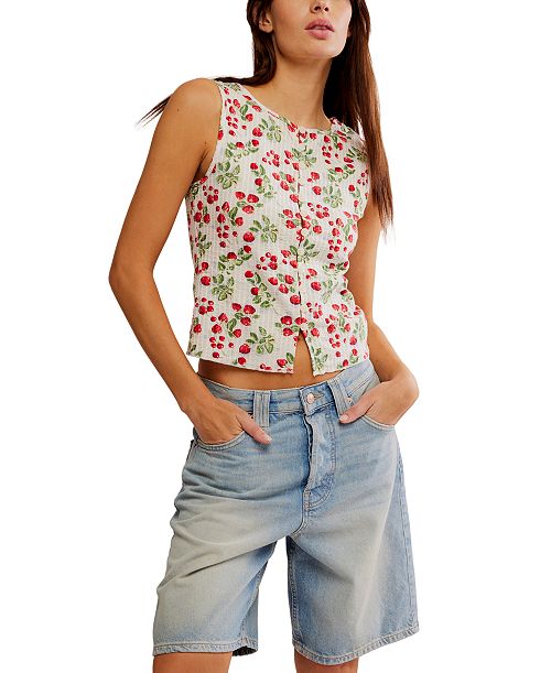 Free People Women's Tilly Cotton Printed Vest Women's Fashion Shoes & Accessories