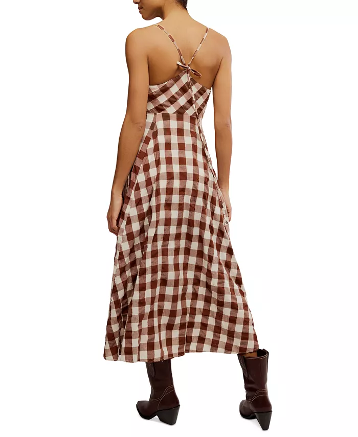 Free People Women's Via Printed Cotton Sleeveless Midi Dress Women's Fashion Shoes & Accessories