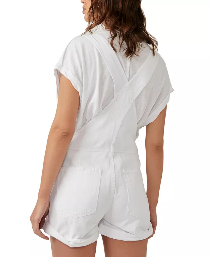 Free People Women's Ziggy Cotton Adjustable-Straps Shortalls Women's Fashion Shoes & Accessories