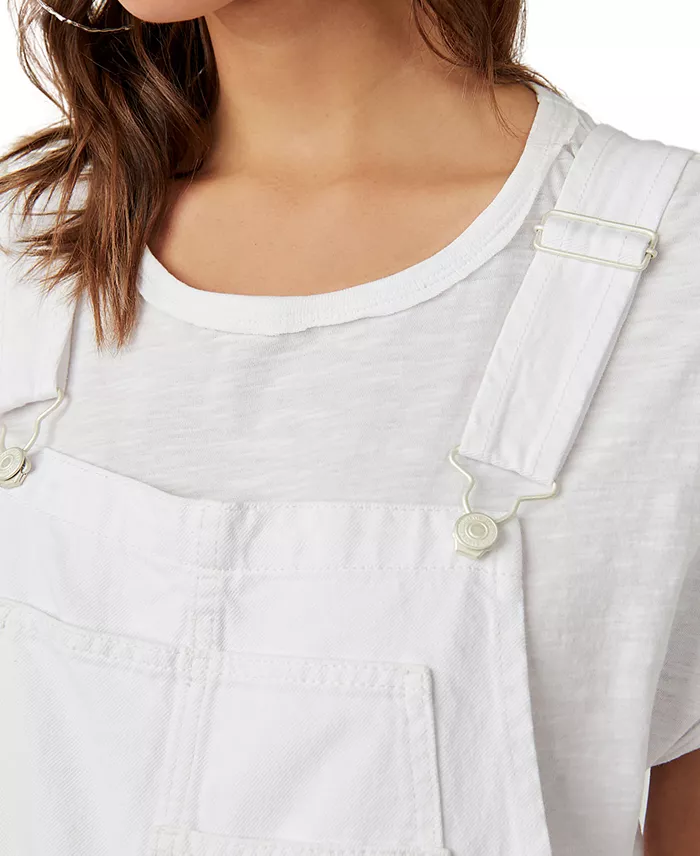 Free People Women's Ziggy Cotton Adjustable-Straps Shortalls Women's Fashion Shoes & Accessories