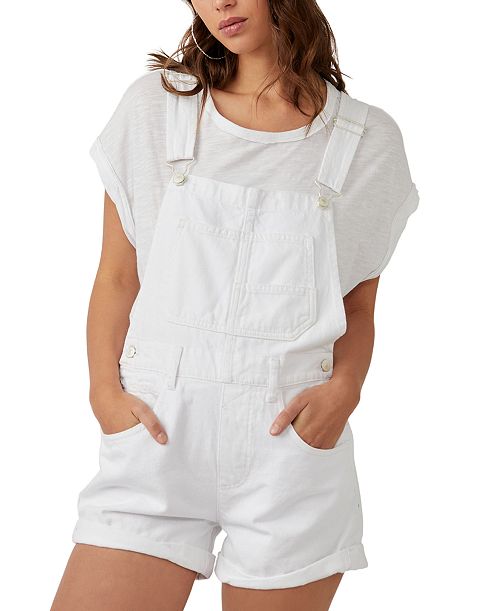 Free People Women's Ziggy Cotton Adjustable-Straps Shortalls Women's Fashion Shoes & Accessories