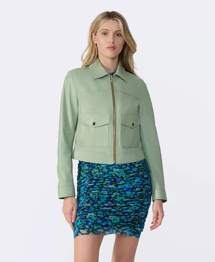 Furniq UK Women's Bomber Leather Jacket Created For Macy's Women's Fashion Shoes & Accessories